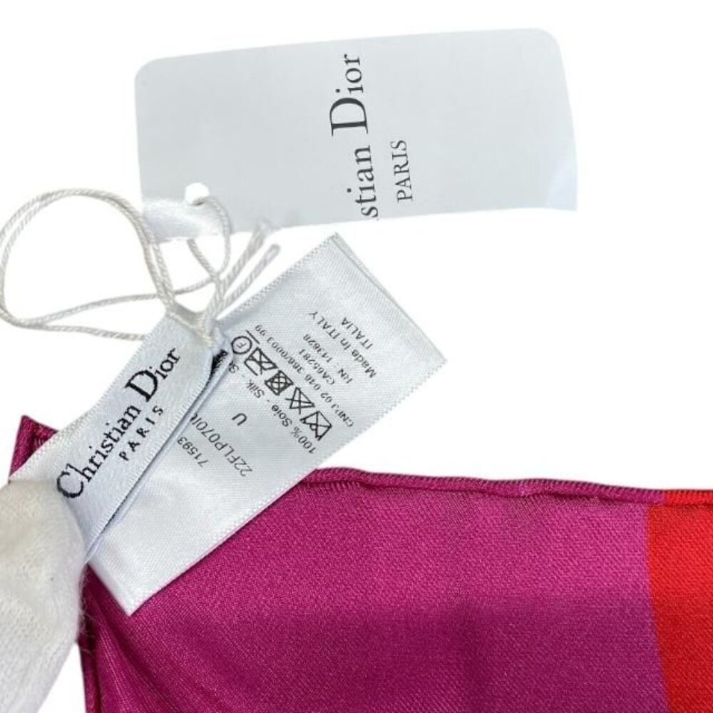 Christian Dior 22 Flp070 I615 2022 Flower Pop Scarf Silk Red Blue Pink - Picture 8 of 8